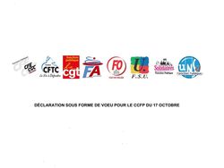 Déclaration unitaire de 8 organisations syndicales représentatives, dont la FA-FP, lors du CCFP du 17 octobre 2019