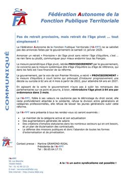 Communiqué FA-FPT - Pas de retrait provisoire, mais retrait de l'âge pivot ... tout simplement !