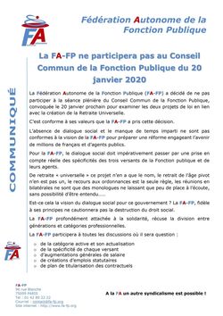 Communiqué FA-FP - La FA-FP ne participera pas au CCFP du 20 Janvier 2020 - Validé
