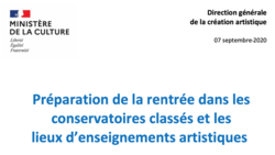 DGCA - Préparation de la rentrée dans les conservatoires classés et les lieux d'enseignements artistiques