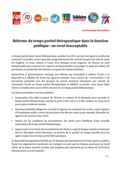 Réforme du temps partiel thérapeutique dans la fonction publique : un recul inacceptable